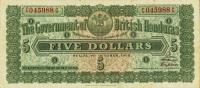 p16 from British Honduras: 5 Dollars from 1924